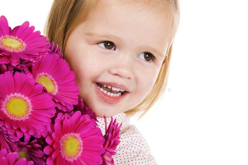 Cute little girl with flowers