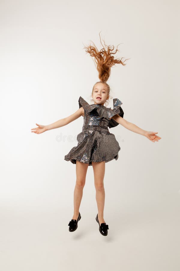 Cute Little Girl Jumped for Joy Stock Photo Image of young, girl