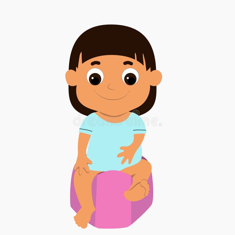 Cartoon girl sitting on the potty Royalty Free Vector Image