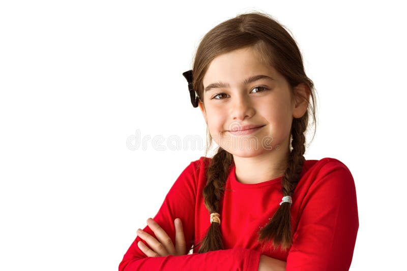 Cute little girl smiling at camera on white background. Cut smiling stock images, royalty-free photos and pictures