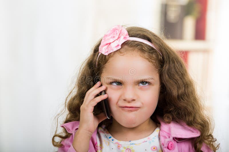 Cute Little Girl Using Cell Phone Stock Photo Image of modern, cute