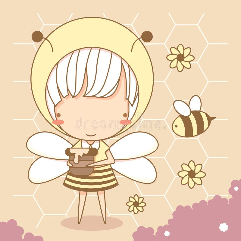 Baby bee holding on flower CLIPART