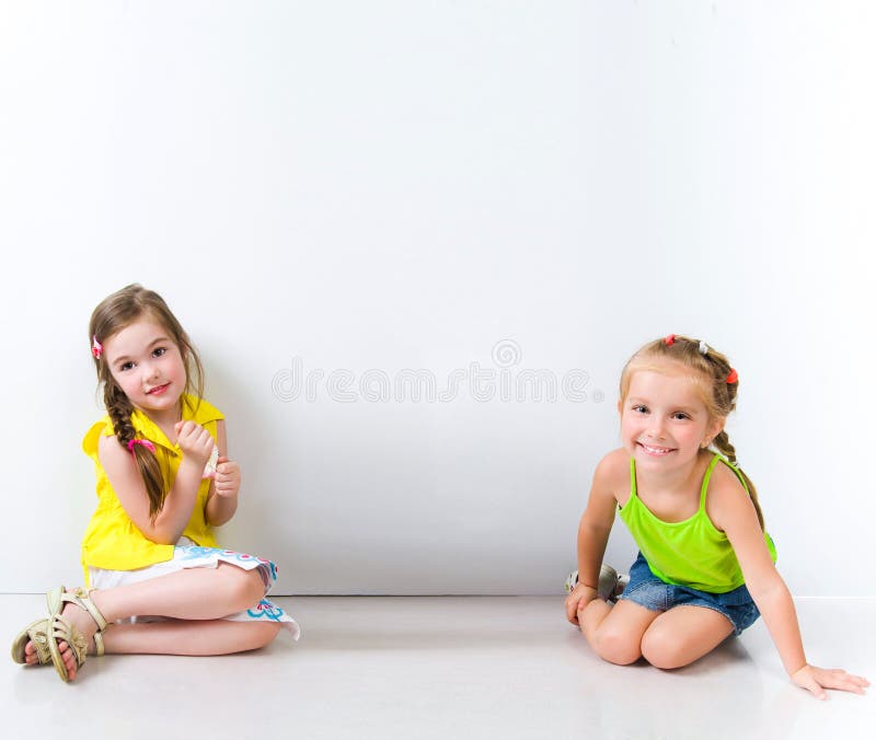 Cute little girls isolated