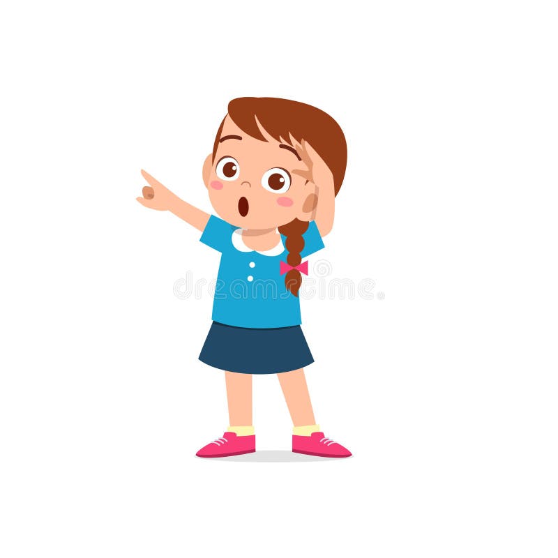 Cute Little Kid Girl Show Amazed and Wow Pose Expression Stock Vector -  Illustration of shock, cartoon: 204623216