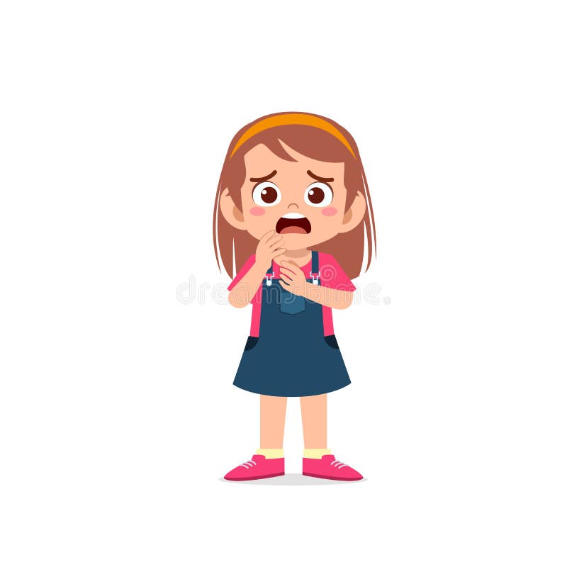 Cute Little Kid Girl Show Worry and Scared Pose Expression Stock Vector -  Illustration of shocked, terrified: 204623044