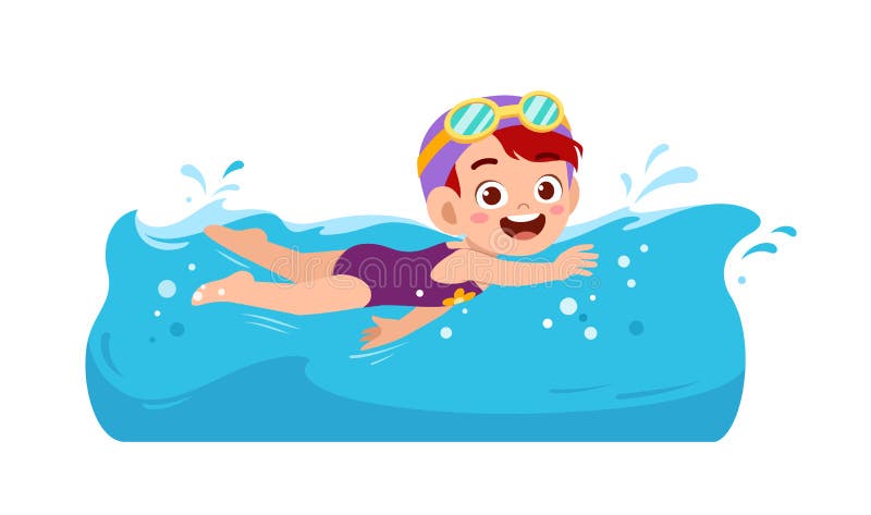 Cute Little Kid Girl Swim Under Water on Summer Holiday Stock Vector ...