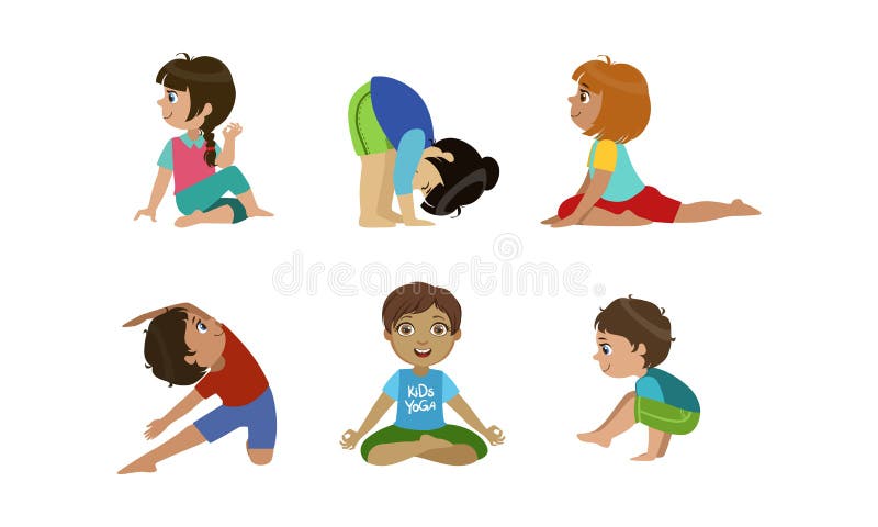 Fitness Exercise for Children Vector Set. Workout Yoga and Sports. Cartoon  Character Stock Vector - Illustration of clip, icon: 172110871