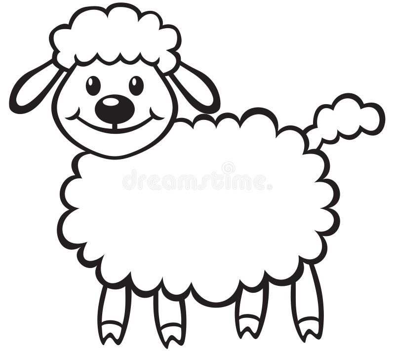Cartoon contour image cute little lamb. Sweet lamb cartoon vectors