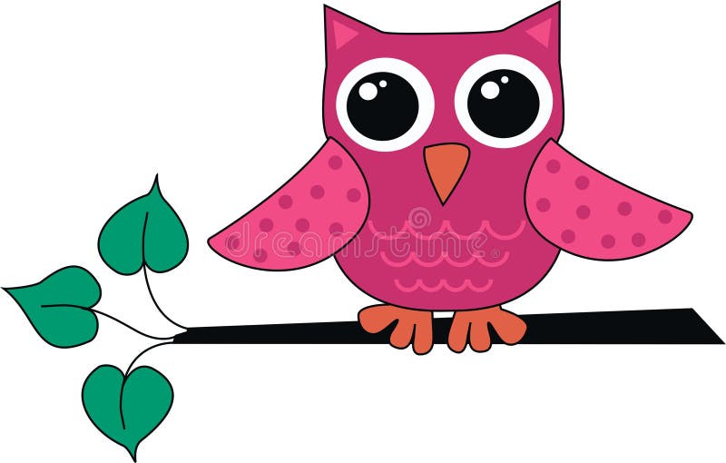 A cute little pink owl stock vector. Illustration of illustrations
