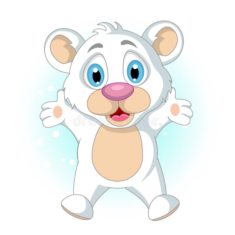 Cute Little Polar Bear Cartoon Waving Stock Illustration - Illustration