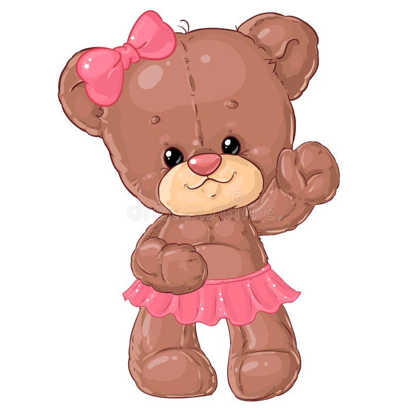 Cute little teddy bear girl. Children`s character.