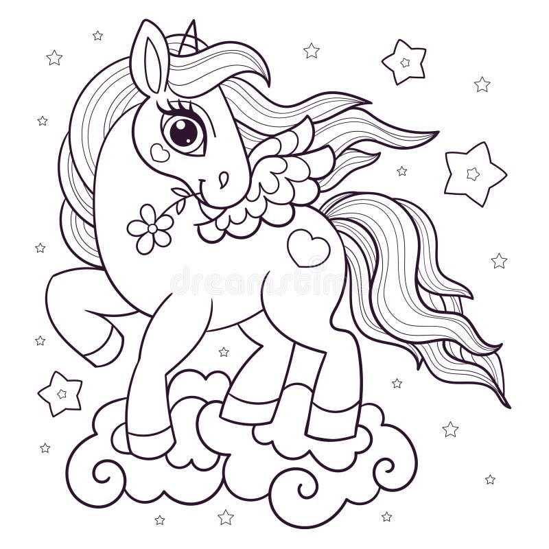 Premium Vector  Kawaii pony coloring page