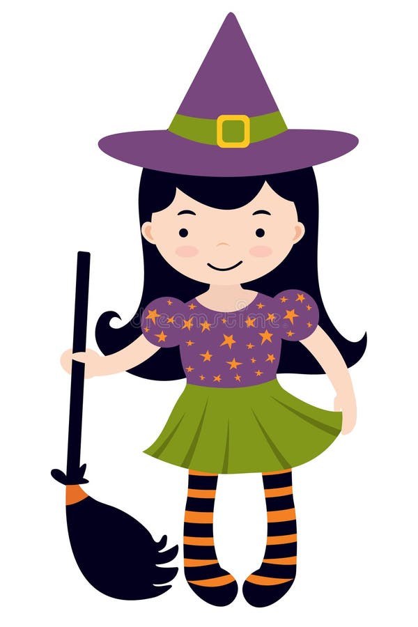 Cute little witch stock vector. Illustration of fall - 26529146