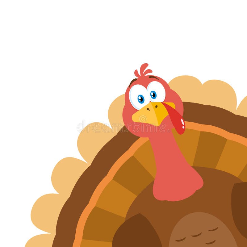 Thanksgiving Turkey Bird Cartoon Mascot Character Peeking From A Corner