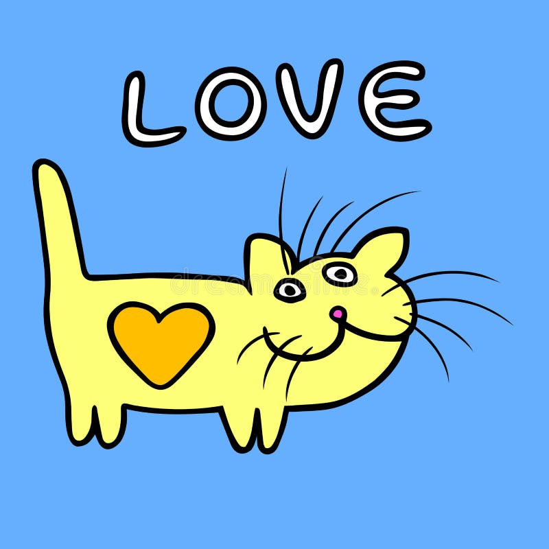 Download Heart Cat On Valentine`s Day Vector Illustration Stock ...
