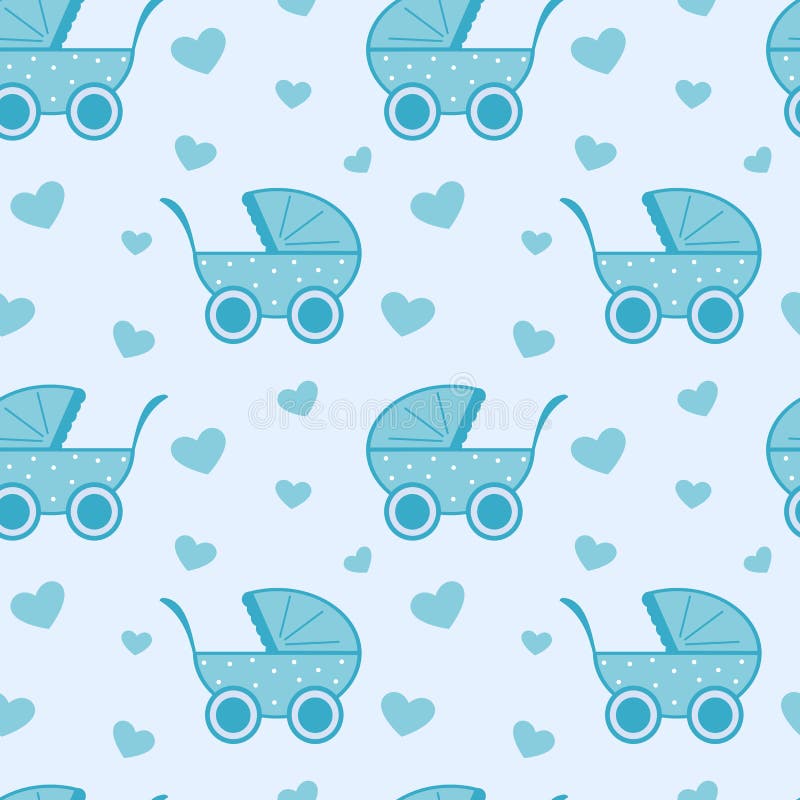 Cute and Lovely Blue Baby Background Seamless Pattern Cartoon