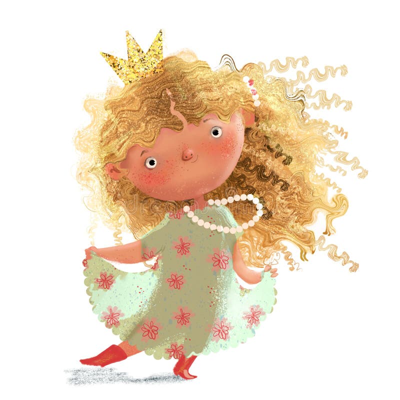 Cute lovely little blonde princess in summer dress. Cute lovely little blonde princess with golden crown