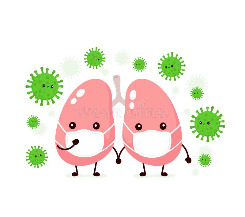 Cute Lungs in Medical Mask Attacked by Viruses Stock Vector - Illustration  of infected, coronavirus: 178082355