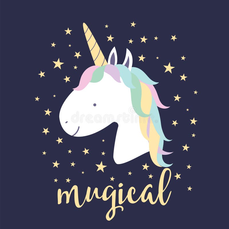 Cute Magical Unicorn. Vector Illustration. Stock Vector - Illustration ...