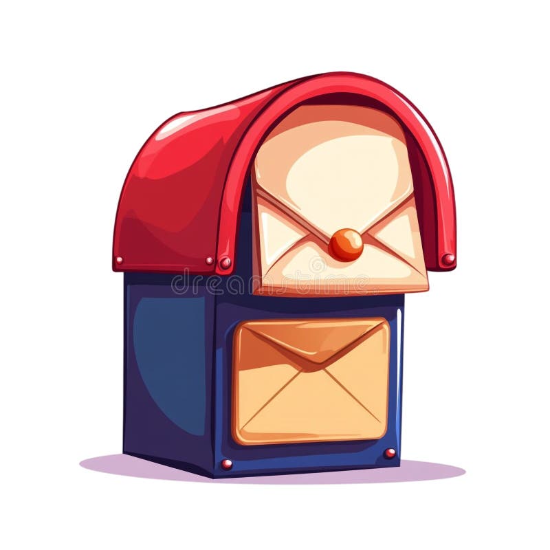 A cute mailbox with envelopes inside ready for delivery royalty free illustration