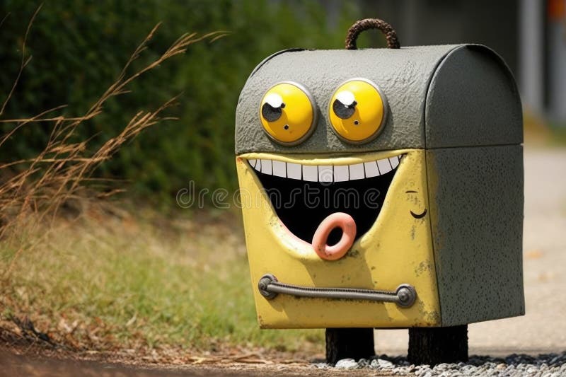 Cute mailbox with a friendly or silly face, or other creative decorations royalty free illustration