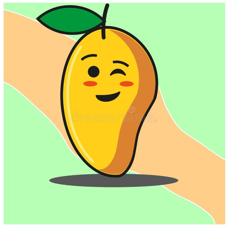 Cute Mango Fruit Cartoon Happy Grinning Face With Halo Mascot Character ...