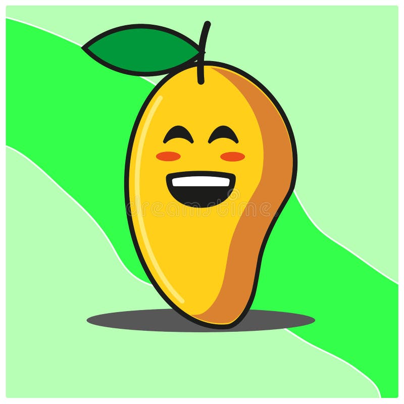 Grinning with Smiling Eyes Cute Mango Fruit Cartoon Face Mascot Character  Vector Design Stock Vector - Illustration of drawing, mango: 183780241