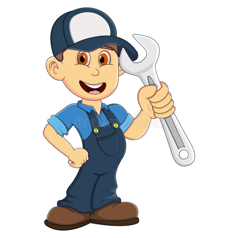 Cute Mechanic cartoon stock vector. Illustration of mascot - 99939094