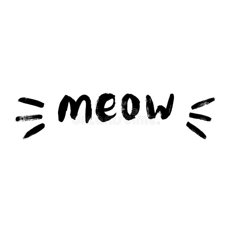 Cute meow cat quotes illustartion vector.