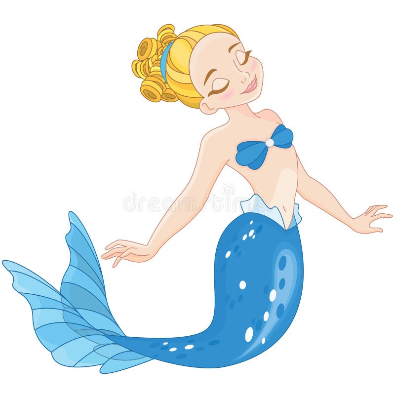 Cute Mermaid with blonde hair royalty free illustration.