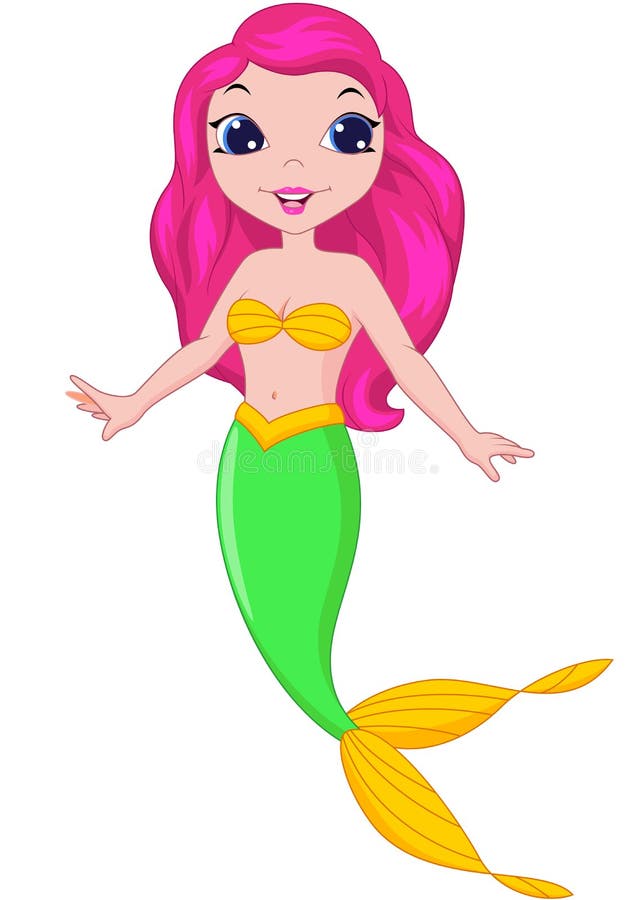 Cute mermaid cartoon stock vector. Illustration of nature ...