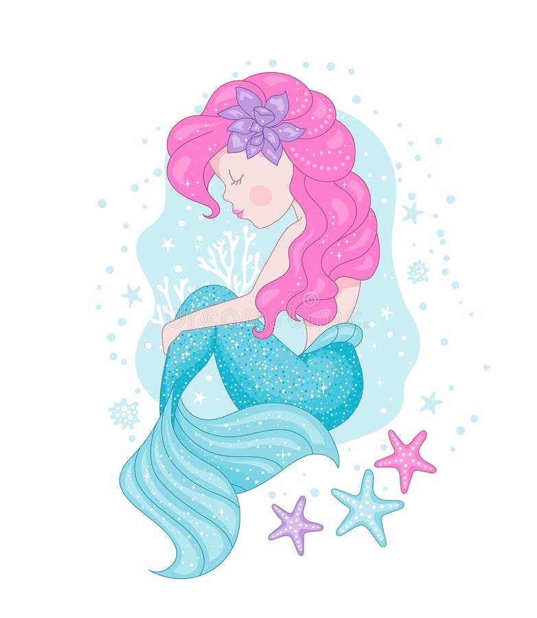 Cute Mermaid for T Shirts and Fabrics or Kids Fashion Artworks ...