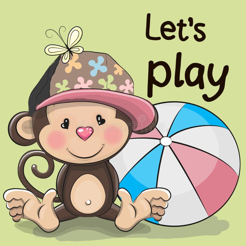 Cute Monkey with a ball royalty free illustration