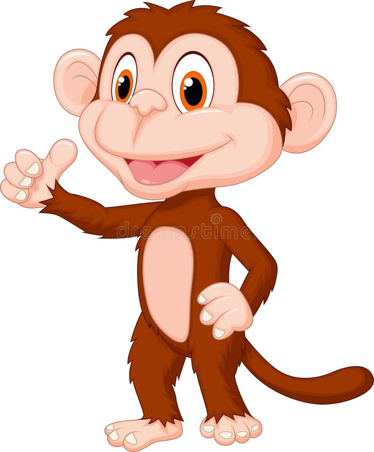Cute monkey cartoon giving thumb up stock illustration