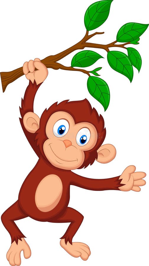 Cute monkey cartoon hanging vector illustration