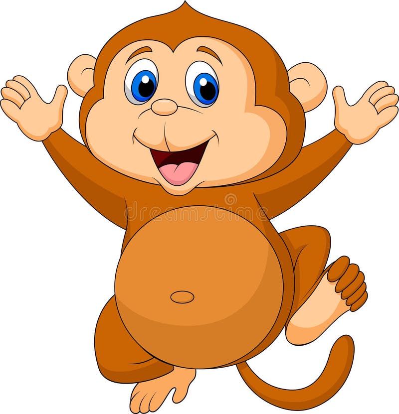 Cute monkey cartoon stock illustration