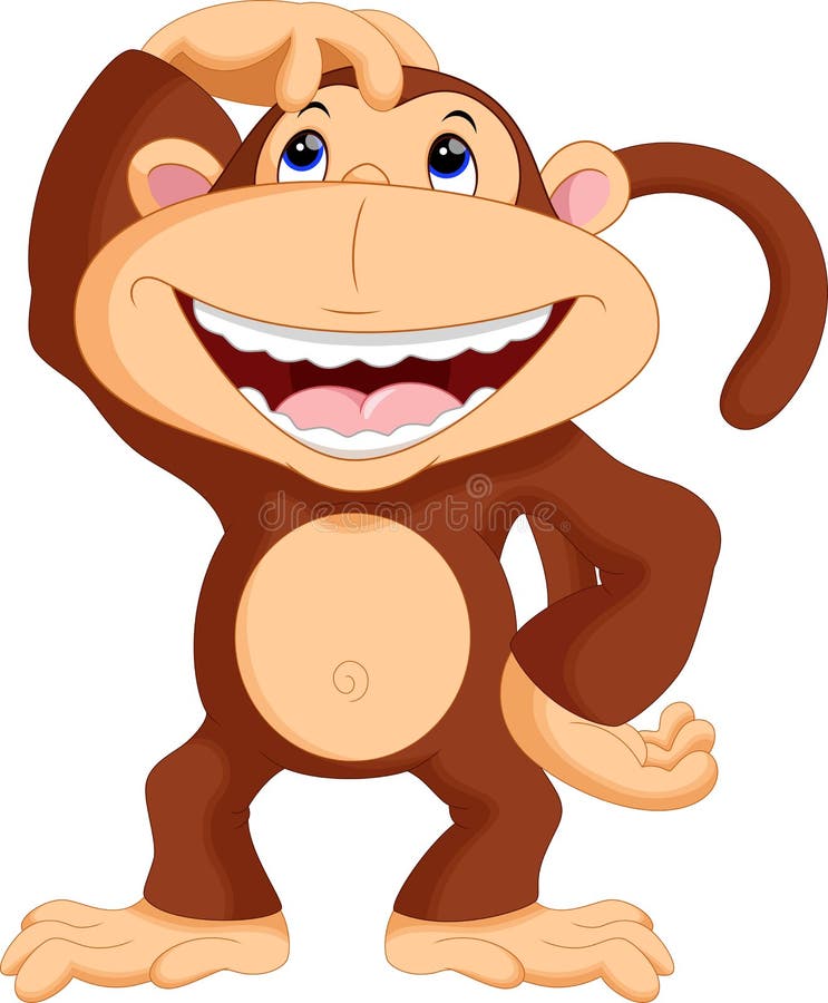 Cute monkey cartoon vector illustration