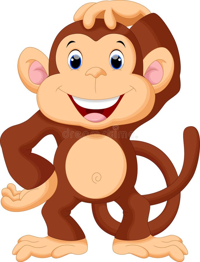 Cute monkey cartoon vector illustration