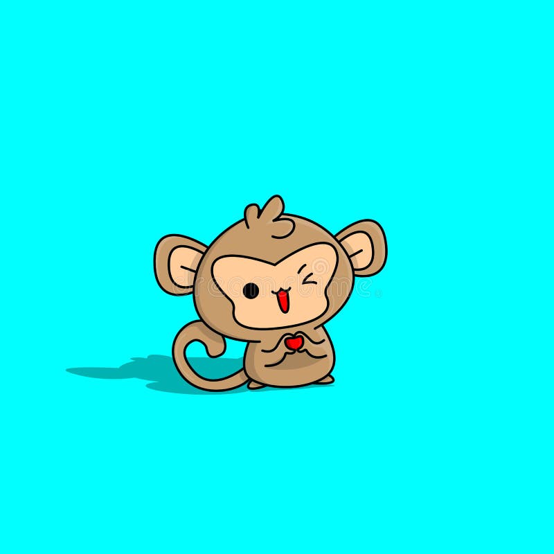 Cute monkey with love stock vector. Illustration of adorable - 228007664 Cute monkey with love stock vector. Illustration of adorable - 228007664