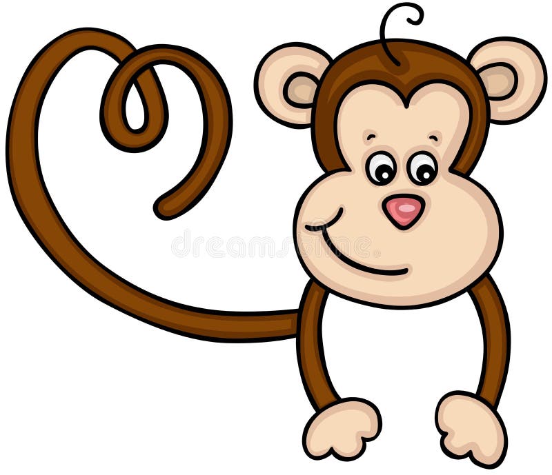 Cute monkey peeking over vector illustration