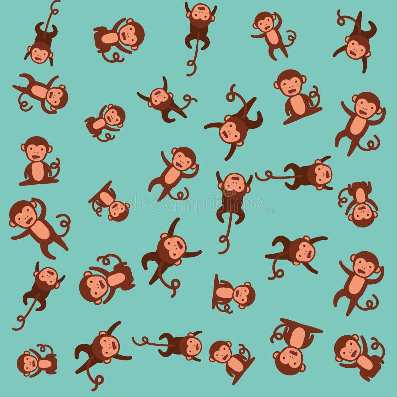 Cute Monkeys Pattern Background Stock Vector - Illustration of cartoon ...