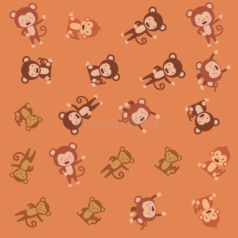 Cute Monkeys Pattern Background Stock Vector - Illustration of exotic ...