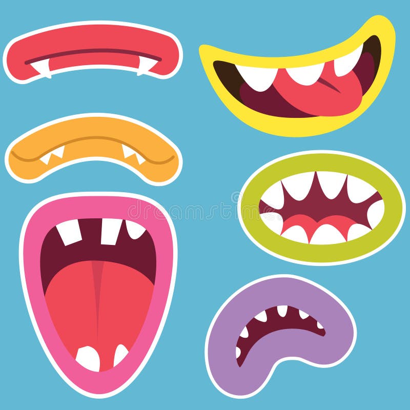 Funny mouths. Facial expressions, cartoon lips and tongues. Hand drawing  laughing show tongue, happy and sad mouth poses vector set Stock Vector by  ©tartila.stock.gmail.com 201199208