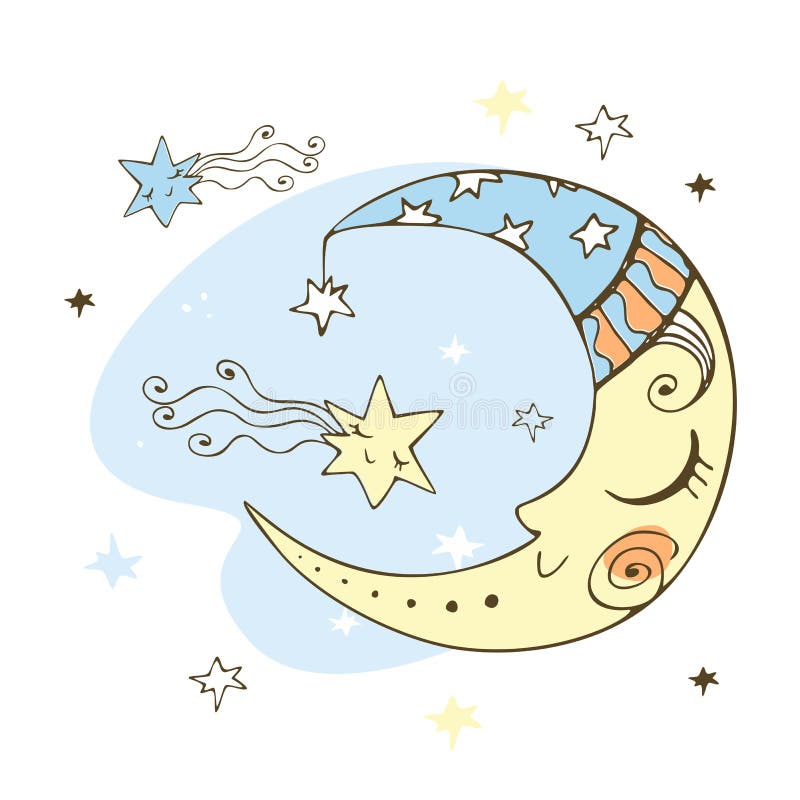 Cute month in Doodle style for children`s theme. Vector royalty free illustration