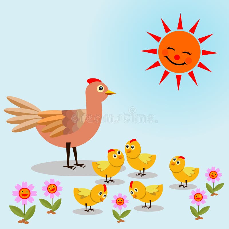Download Cute mother hen and chick. stock vector. Illustration of background - 118054078