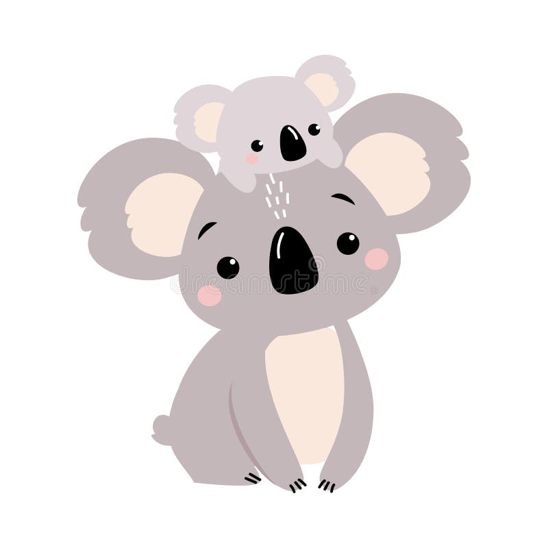 Cute Mother Koala and Her Little Baby, Beautiful Australian Animals Cartoon  Character Vector Illustration Stock Vector - Illustration of beautiful,  furry: 209249178