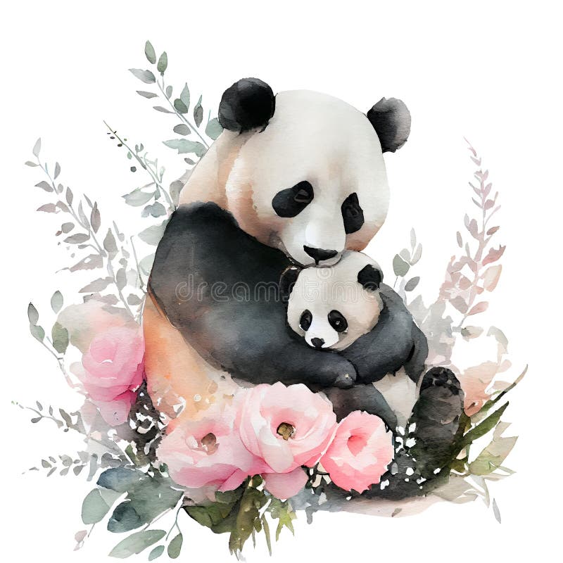 How To Draw Mom And Baby Panda 