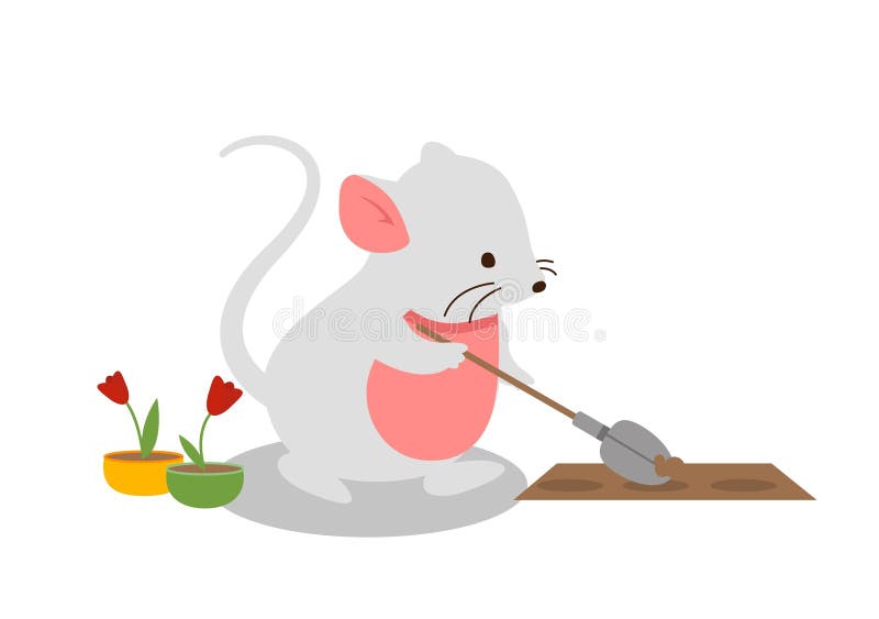 Mouses with cheese house in garden cartoon Vector Image