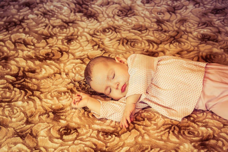 Cute Newborn Baby Sleeping on the Bed Stock Photo Image of innocence