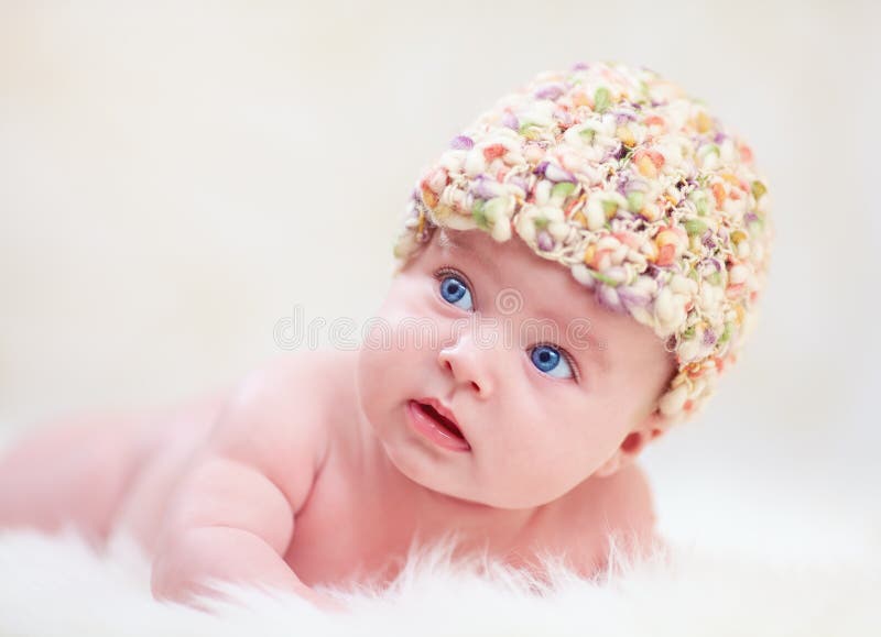 Cute newborn baby on white stock image. Image of look 37544797